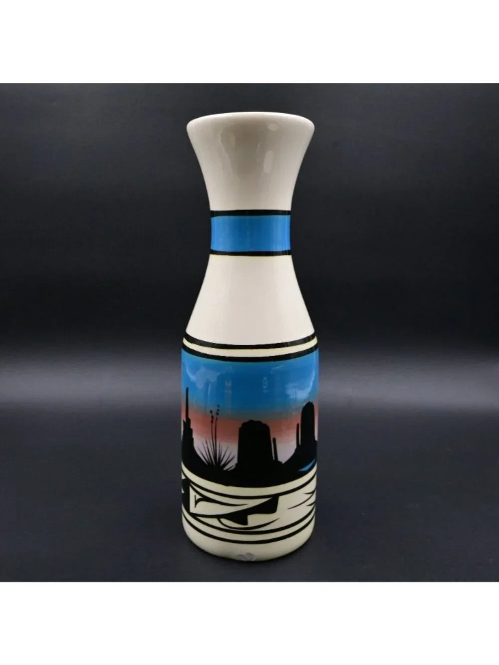 Cedar Mesa Navajo Art Pottery Vase Southwestern Hand Painted Desert Valley